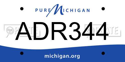 ADR344 Michigan License Plate