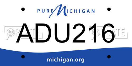 ADU216 Michigan License Plate