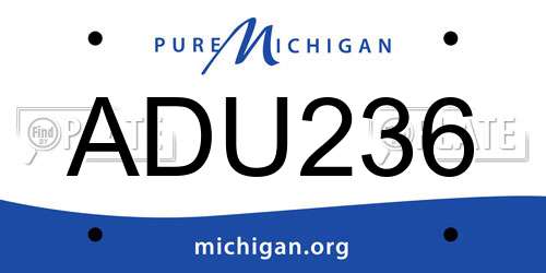 ADU236 Michigan License Plate
