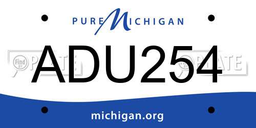 ADU254 Michigan License Plate
