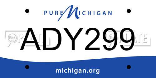 ADY299 Michigan License Plate