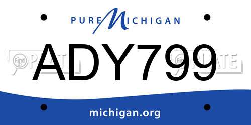 ADY799 Michigan License Plate