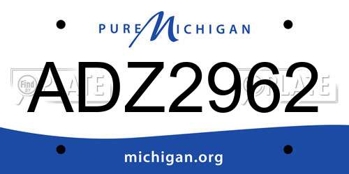 ADZ2962 Michigan License Plate
