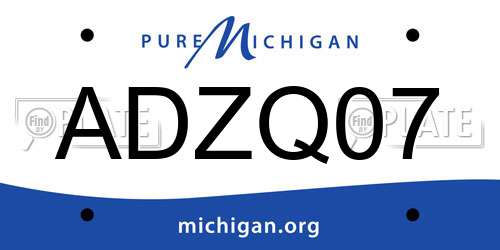 ADZQ07 Michigan License Plate