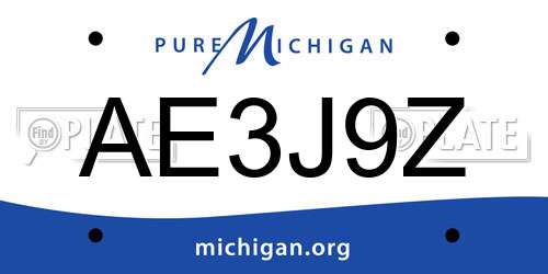 AE3J9Z Michigan License Plate