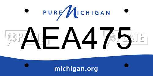 AEA475 Michigan License Plate