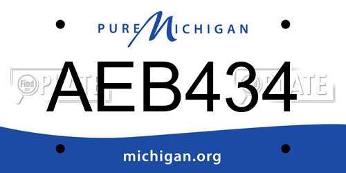 AEB434 Michigan License Plate