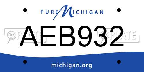 AEB932 Michigan License Plate