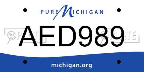 AED989 Michigan License Plate
