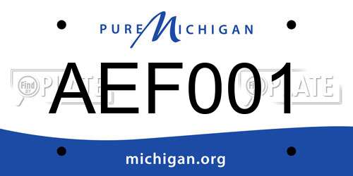 AEF001 Michigan License Plate