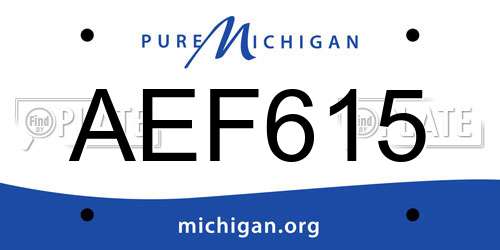 AEF615 Michigan License Plate
