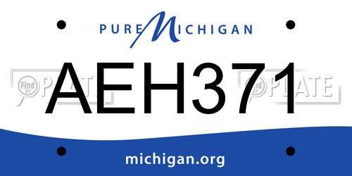 AEH371 Michigan License Plate