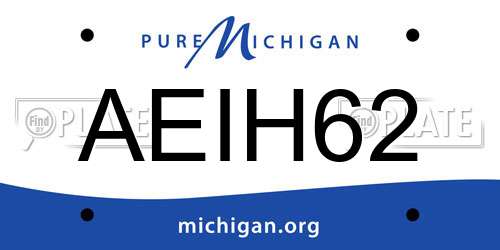 AEIH62 Michigan License Plate