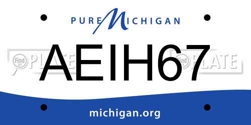AEIH67 Michigan License Plate