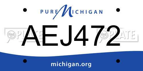 AEJ472 Michigan License Plate