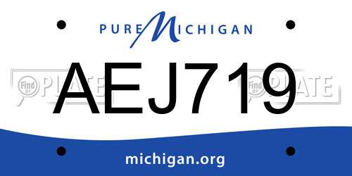 AEJ719 Michigan License Plate