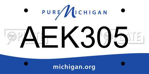 AEK305 Michigan License Plate