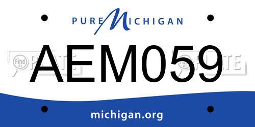 AEM059 Michigan License Plate