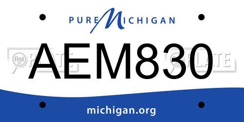 AEM830 Michigan License Plate