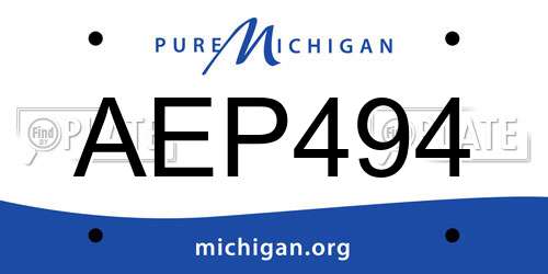 AEP494 Michigan License Plate