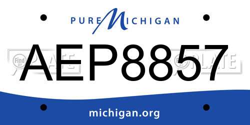 AEP8857 Michigan License Plate