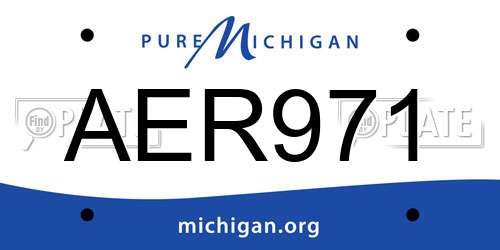 AER971 Michigan License Plate