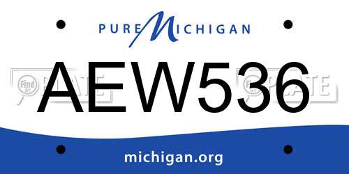 AEW536 Michigan License Plate
