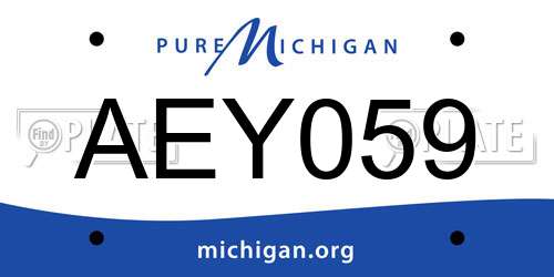 AEY059 Michigan License Plate