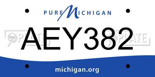 AEY382 Michigan License Plate