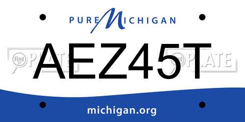 AEZ45T Michigan License Plate