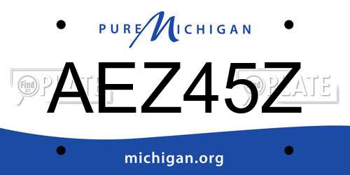 AEZ45Z Michigan License Plate