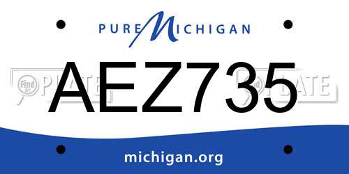 AEZ735 Michigan License Plate