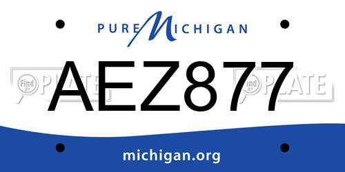AEZ877 Michigan License Plate