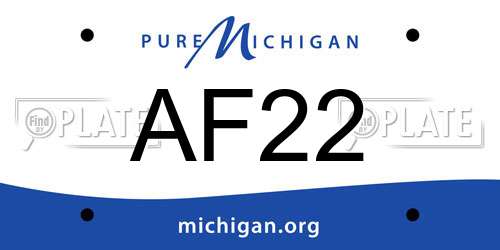 AF22 Michigan License Plate