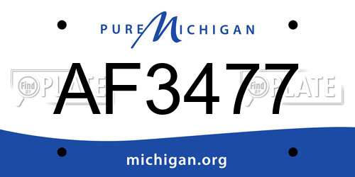 AF3477 Michigan License Plate