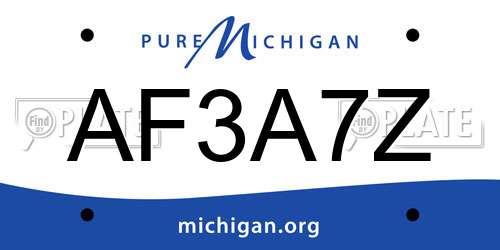 AF3A7Z Michigan License Plate