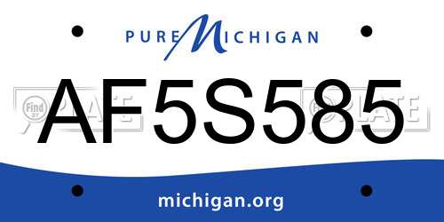 AF5S585 Michigan License Plate
