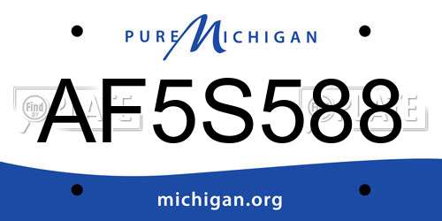 AF5S588 Michigan License Plate