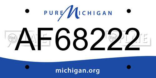 AF68222 Michigan License Plate