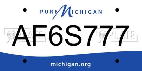 AF6S777 Michigan License Plate
