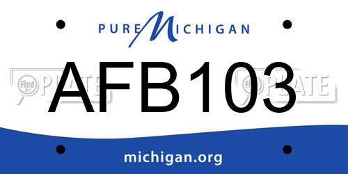 AFB103 Michigan License Plate
