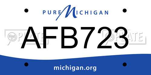 AFB723 Michigan License Plate