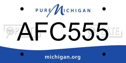 AFC555 Michigan License Plate