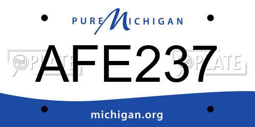 AFE237 Michigan License Plate