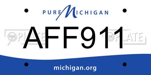AFF911 Michigan License Plate