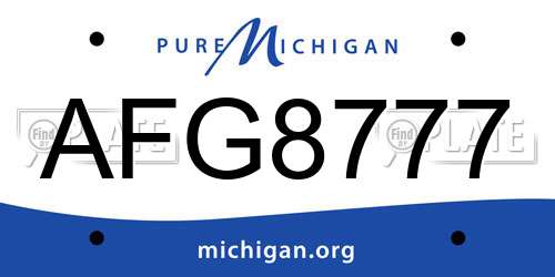AFG8777 Michigan License Plate