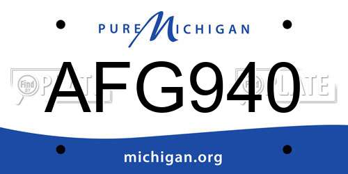 AFG940 Michigan License Plate