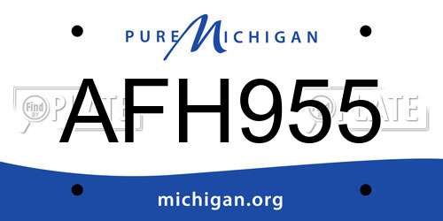 AFH955 Michigan License Plate
