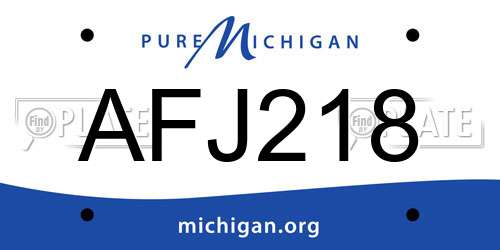 AFJ218 Michigan License Plate