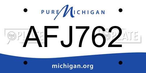 AFJ762 Michigan License Plate